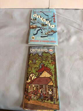 VINTAGE LOT of 2 Ontario Maps - 1963 ESSO & 1968 PROVINCE #F5